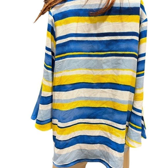 Size 16W striped top by Jessica London amazing detailed flared sleeves HOST PICK - Picture 5 of 5